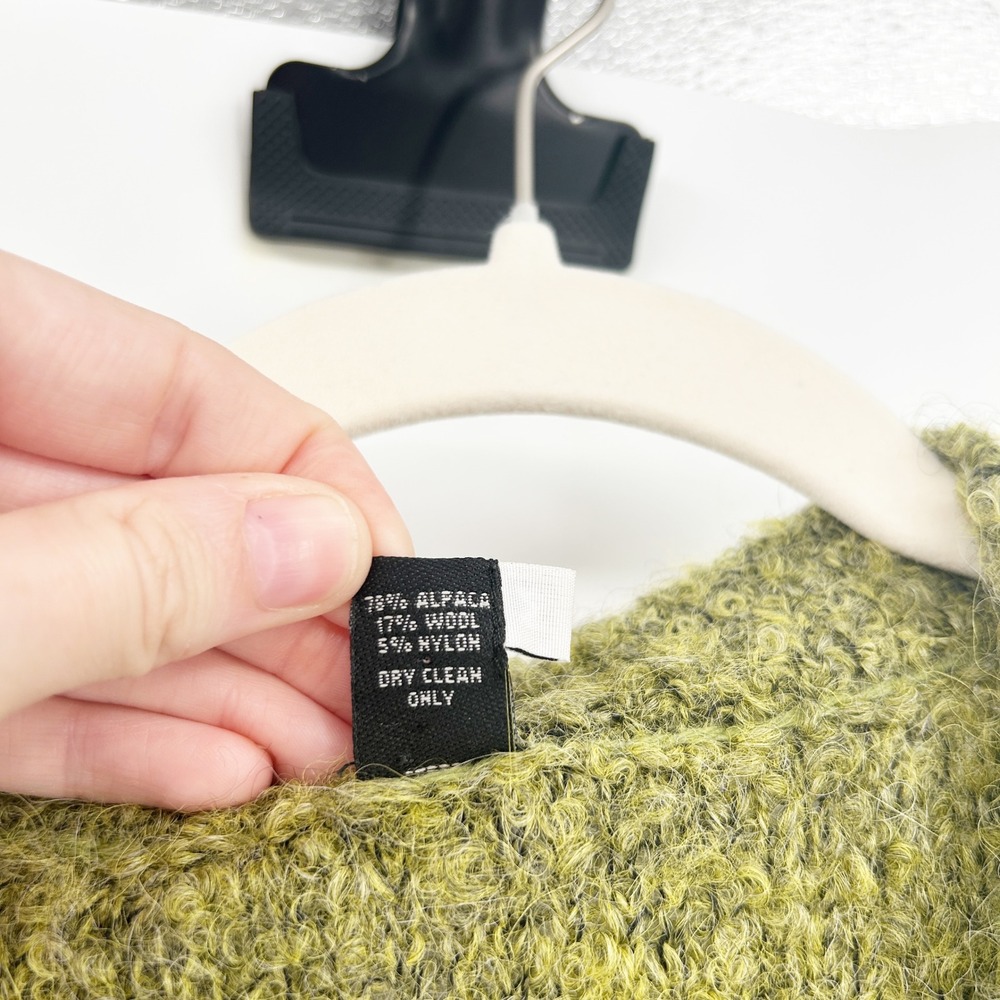 Tabask Womens Handmade In Peru Knit Alpaca Wool Blend Vest‎ M Green Zip Pockets - Picture 3 of 8